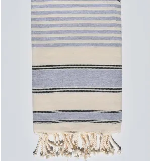 Telo mare ziwane bianco crema, nero e grigio Fouta Tunisia - 1