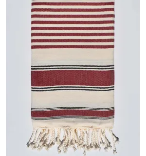 Telo mare ziwane bianco crema, nero e bordeaux Fouta Tunisia - 1