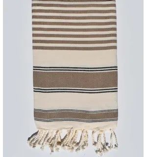 Telo mare ziwane bianco crema, nero e ambra Fouta Tunisia - 1