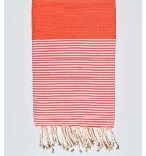 Telo mare nido d'ape corallo Fouta Tunisia - 1