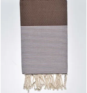 Telo mare nido d'ape seppia Fouta Tunisia - 1