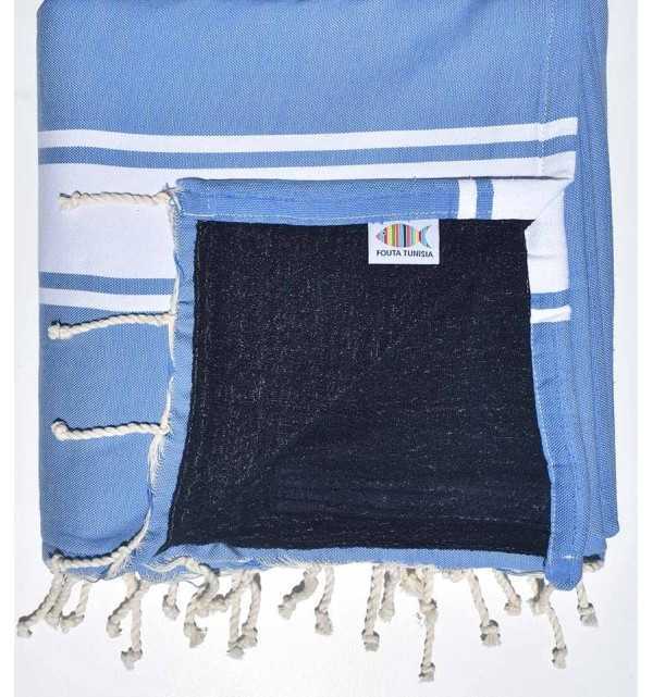 Fouta spugna blu royal chiaro Fouta Tunisia - 1
