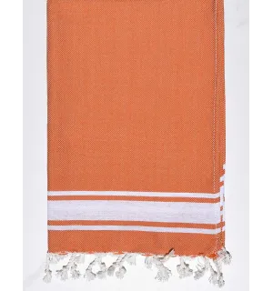 Mini asciugamano arancione scuro con strisce  - 1