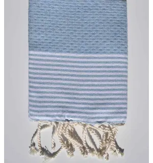 Tovagliolo azzurro con strisce Fouta Tunisia - 1