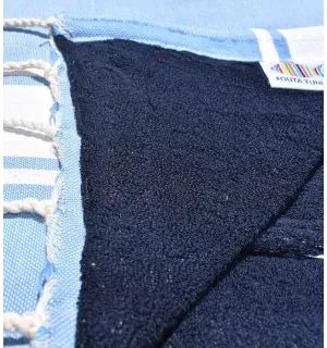 Telo mare Spugna Malva e blu notte Fouta Tunisia - 1 2