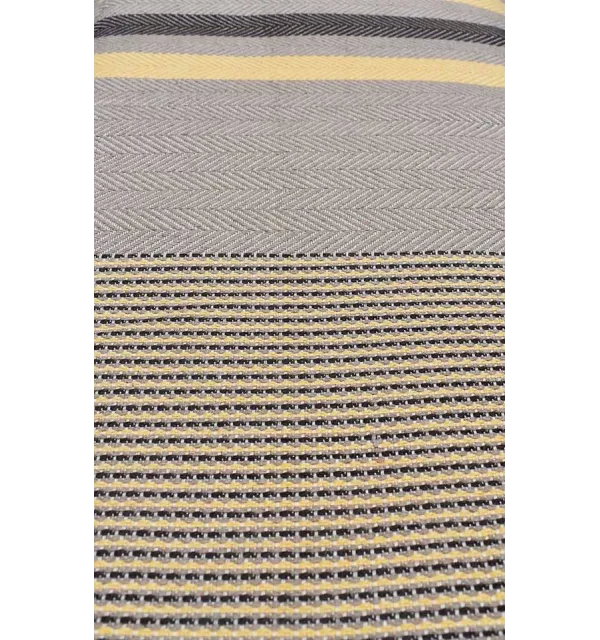 jeté beige foncé rayée jaune et marron  - 2