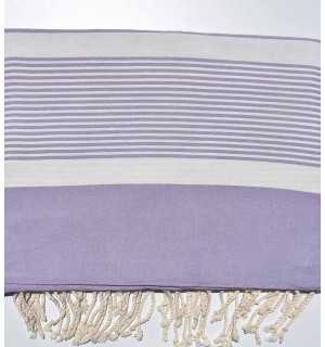 Grande telo mare viola lavanda con strisce bianche Fouta Tunisia - 1