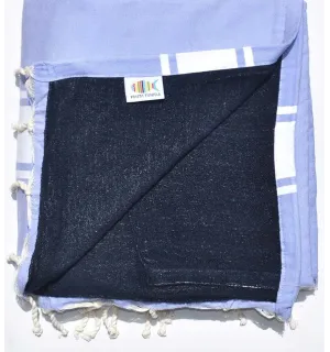 Telo mare Spugna Malva e blu notte Fouta Tunisia - 1