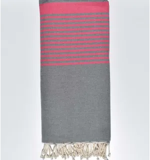 Grande fouta grigio e rosa  - 1