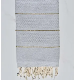 Fouta nido d'ape grigio chiaro con lurex  - 1