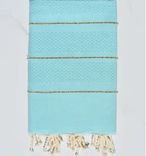 Fouta nido d'ape azzurro verde con lurex  - 1