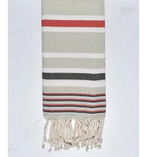 Telo mare dina verde chiaro, rosso, bianco e nero grigio  - 1