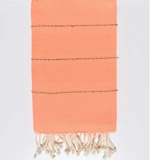 Fouta nido d'ape corallo neon con lurex  - 1