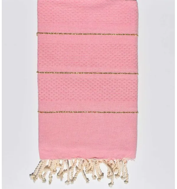Fouta nido d'ape rosa chiaro con lurex  - 1