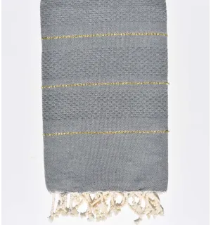Fouta nido d'ape grigio medio con lurex  - 1