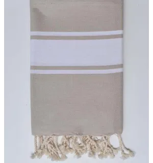 Fouta piatta beige kaki Fouta Tunisia - 1