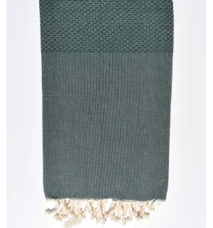 Telo mare nido d'ape unita verde molto scuro  - 1