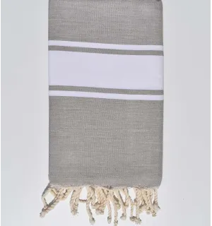 Fouta piatta grigio beige chiaro Fouta Tunisia - 1
