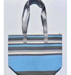 Borsa da spiaggia 5 colori celeste, grigio, blu scuro, bianco crema e verde Fouta Tunisia - 1