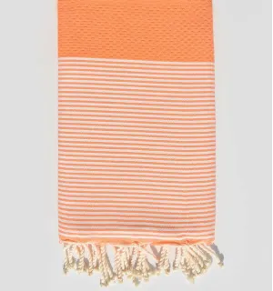 FOUTA NID D'ABEILLE vert pistache rayée rouge  - 2