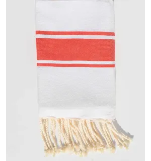 Fouta piatta per bambini bianca e rossa  - 1