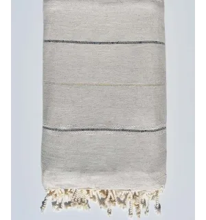 Jeté beige avec lurex bleu et doré  - 1