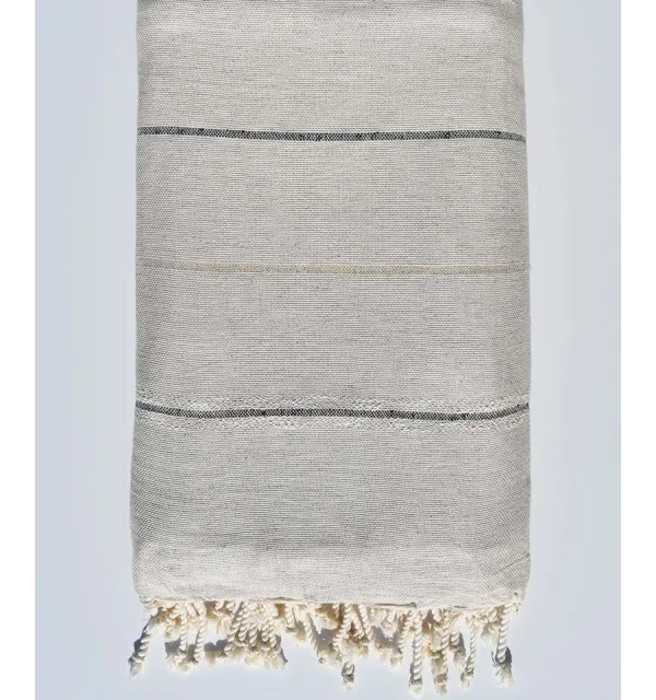 Jeté beige avec lurex bleu et doré  - 1