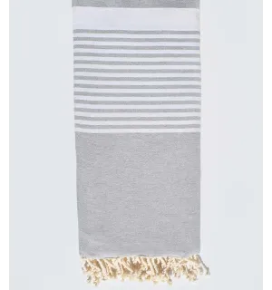 Grande fouta grigio medio con strisce Fouta Tunisia - 1