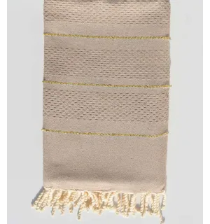 Telo mare beige scuro con lurex Fouta Tunisia - 2