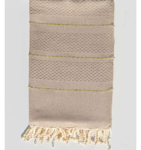 Telo mare beige scuro con lurex Fouta Tunisia - 2