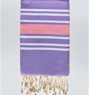 telo mare nido d'ape lavanda con strisce rosa Fouta Tunisia - 1