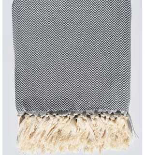 Plaid chevron avio scuro Fouta Tunisia - 1 2