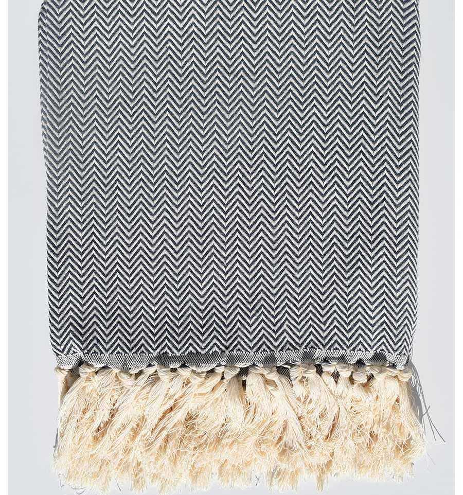 Plaid chevron avio scuro Fouta Tunisia - 2