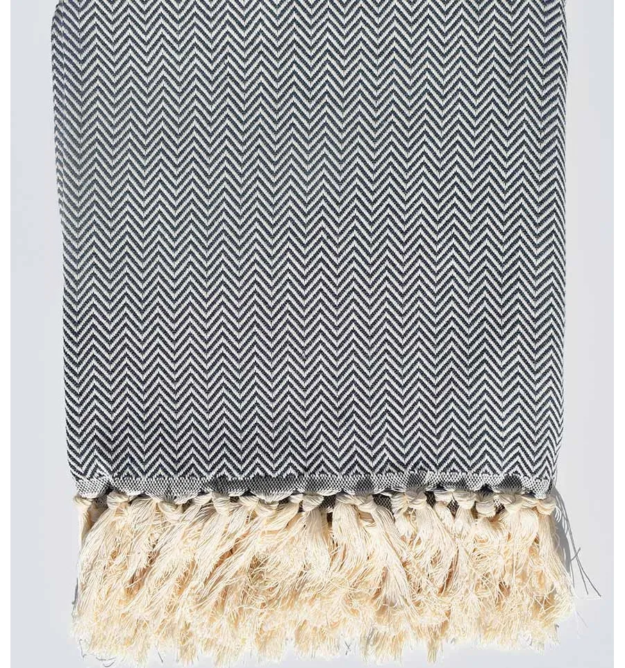 Plaid chevron avio scuro Fouta Tunisia - 2