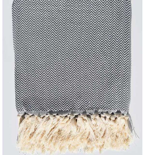 Plaid chevron avio scuro Fouta Tunisia - 2