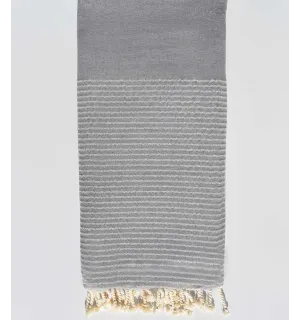 Grande fouta grigio con lurex argento Fouta Tunisia - 1