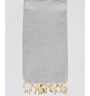 Grande fouta grigio chiaro con lurex Fouta Tunisia - 1 2