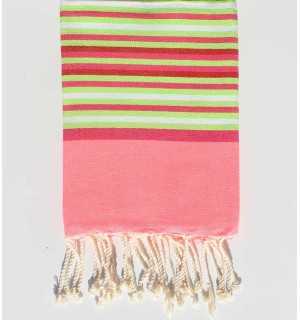 Telo mare per bambini rosa neon, rosa, verde neon, rosso e bianco Fouta Tunisia - 1