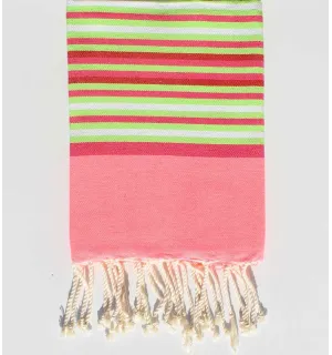 Telo mare per bambini rosa neon, rosa, verde neon, rosso e bianco Fouta Tunisia - 1
