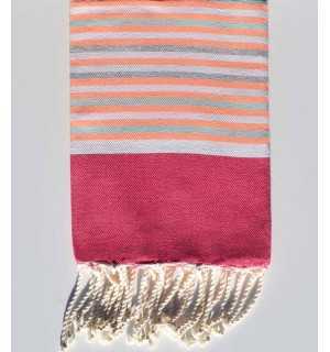 Telo mare per bambini rosa, bianco, grigio, verde mare, arancio fluo Fouta Tunisia - 1