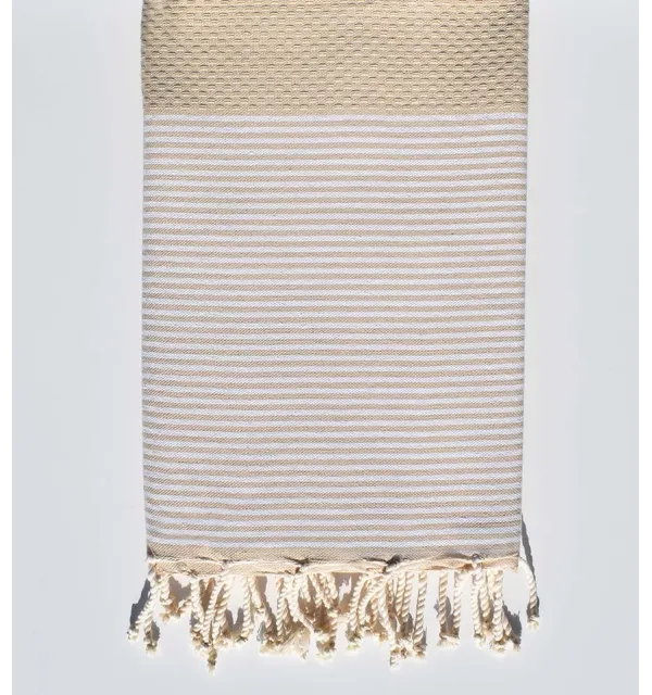 Telo mare a nido d'ape beige sabbia  - 1
