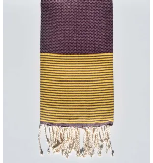 Telo mare nido d'ape bisanzio a strisce gialle  - 1