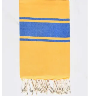 Telo mare piatta giallo strisce blu Fouta Tunisia - 1