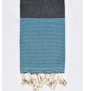 Telo mare blu strisce ceruleo Fouta Tunisia - 1