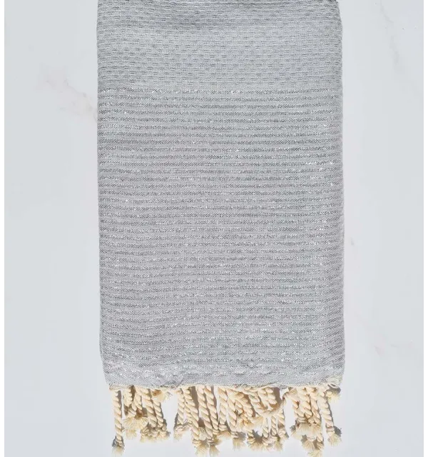 telo mare lurex favo grigio del mouse con filo d'argento lurex  - 1