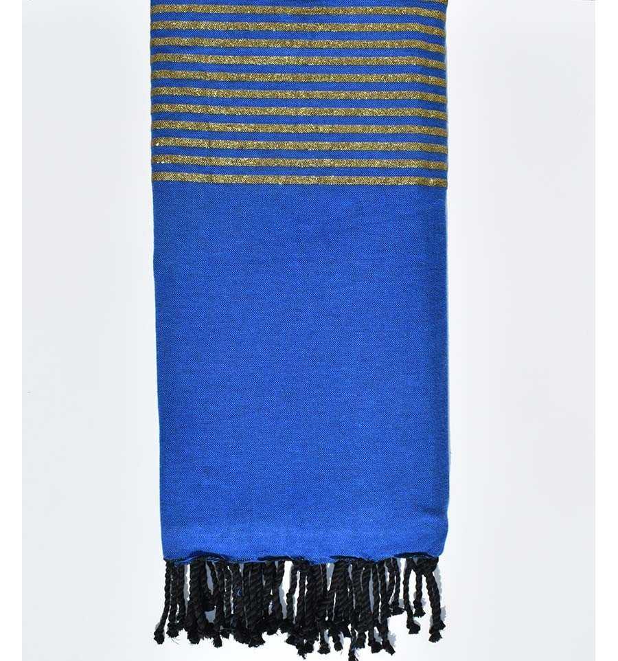 Grande fouta blu scuro con strisce  - 1