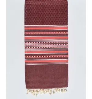 Grande Fouta Arabesca Borgogna a strisce Anguria  - 1