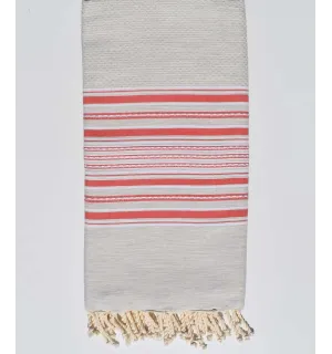 Grande Fouta Arabesca grigio chiaro a strisce Anguria Fouta Tunisia - 1