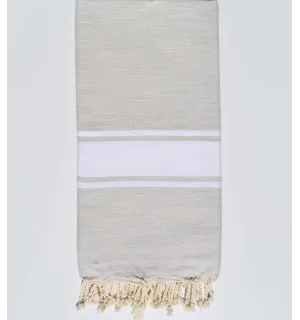 Grande fouta grigio chiaro con strisce  - 1