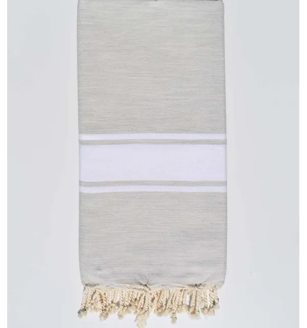 Grande fouta grigio chiaro con strisce  - 1